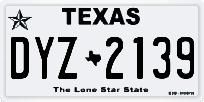 TX license plate DYZ2139