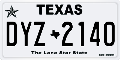 TX license plate DYZ2140