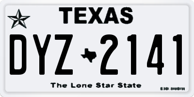 TX license plate DYZ2141