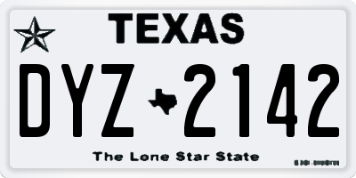 TX license plate DYZ2142