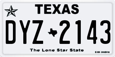 TX license plate DYZ2143