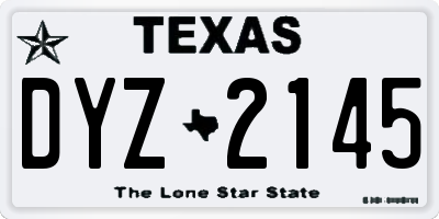 TX license plate DYZ2145