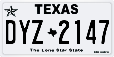 TX license plate DYZ2147
