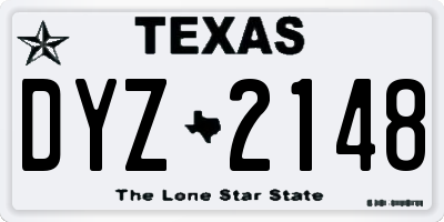 TX license plate DYZ2148