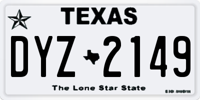 TX license plate DYZ2149
