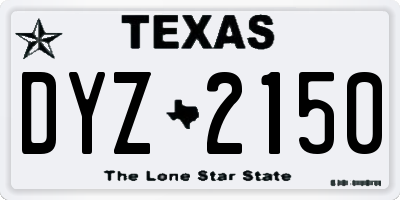 TX license plate DYZ2150