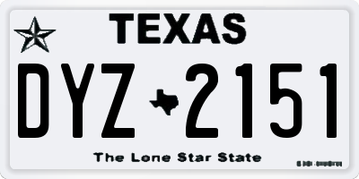 TX license plate DYZ2151