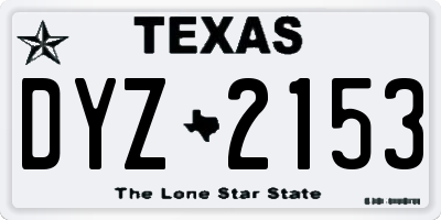 TX license plate DYZ2153
