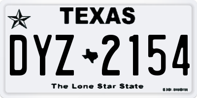 TX license plate DYZ2154