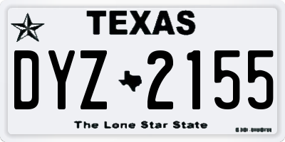 TX license plate DYZ2155