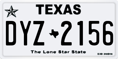 TX license plate DYZ2156