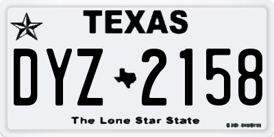 TX license plate DYZ2158