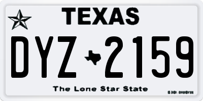 TX license plate DYZ2159