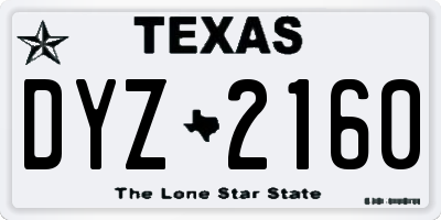 TX license plate DYZ2160