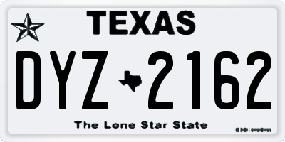 TX license plate DYZ2162