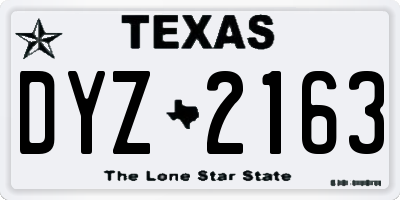 TX license plate DYZ2163