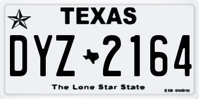 TX license plate DYZ2164
