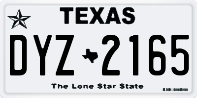 TX license plate DYZ2165