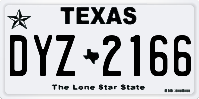 TX license plate DYZ2166