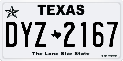 TX license plate DYZ2167