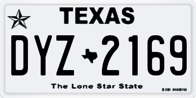 TX license plate DYZ2169