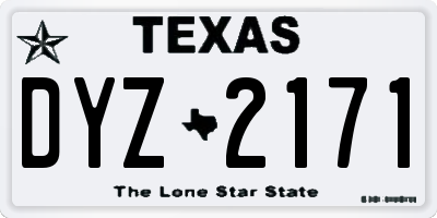 TX license plate DYZ2171
