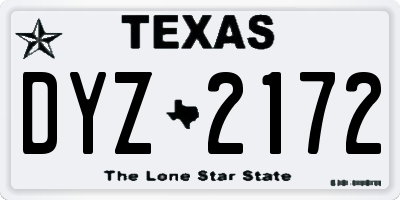 TX license plate DYZ2172