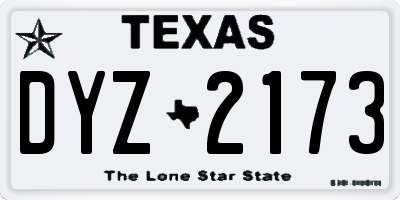 TX license plate DYZ2173