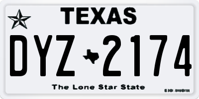 TX license plate DYZ2174