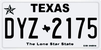 TX license plate DYZ2175