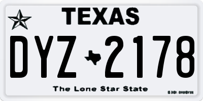 TX license plate DYZ2178