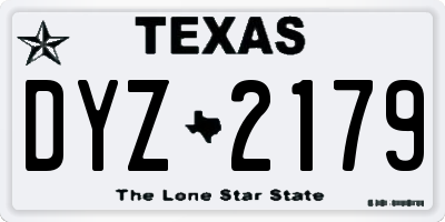 TX license plate DYZ2179
