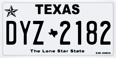 TX license plate DYZ2182