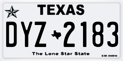 TX license plate DYZ2183