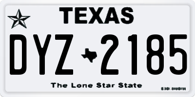 TX license plate DYZ2185