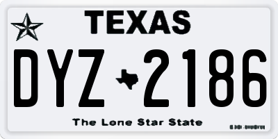 TX license plate DYZ2186