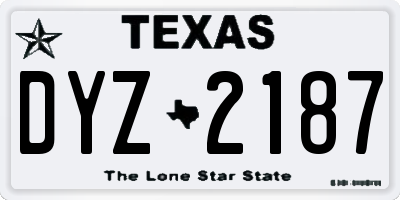 TX license plate DYZ2187