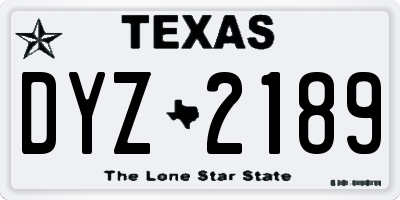 TX license plate DYZ2189