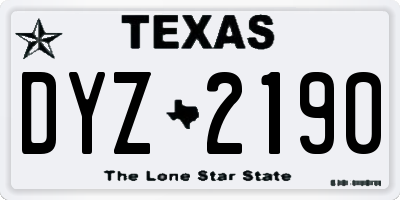 TX license plate DYZ2190