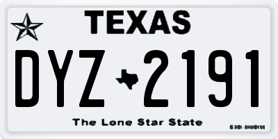 TX license plate DYZ2191