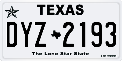 TX license plate DYZ2193