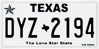 TX license plate DYZ2194