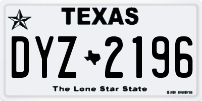 TX license plate DYZ2196