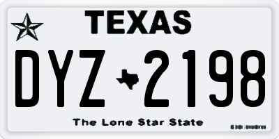 TX license plate DYZ2198