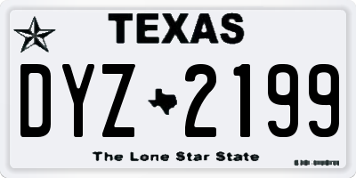 TX license plate DYZ2199