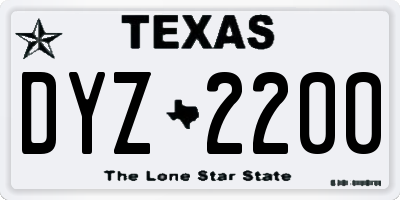 TX license plate DYZ2200