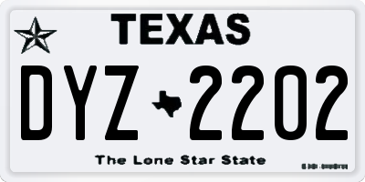 TX license plate DYZ2202