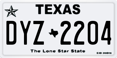 TX license plate DYZ2204