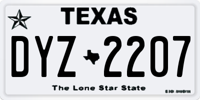 TX license plate DYZ2207