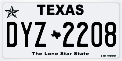 TX license plate DYZ2208